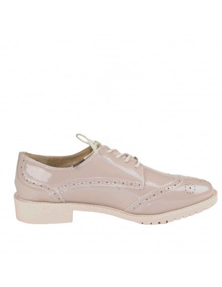 Derbies femme nude rose vernies semelle intérieure cuir baskets élégantes