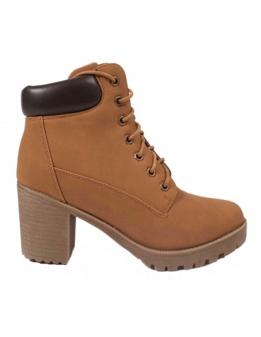 Boots femme rangers à talon épais camel ou noir