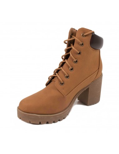 Boots femme rangers à talon épais camel ou noir