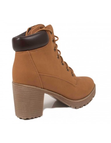Boots femme rangers à talon épais camel ou noir