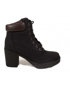 Boots femme rangers à talon épais camel ou noir 2