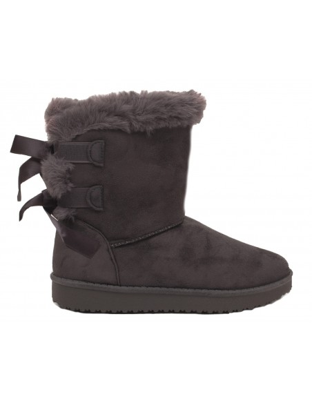 Bottes de neige noir femme fourrées avec ruban boots fourrure synthétique