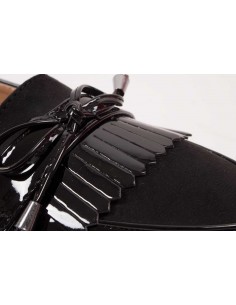 Mocassins vernis noir à franges bouts pointus type mocassins femme semelle intérieure cuir 2