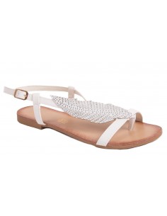 Sandales femme plume à strass avec brides nus pied et semelle cuir 2