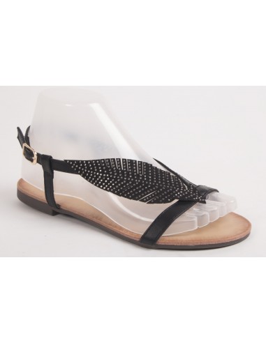 Sandales femme plume à strass avec brides nus pied et semelle cuir