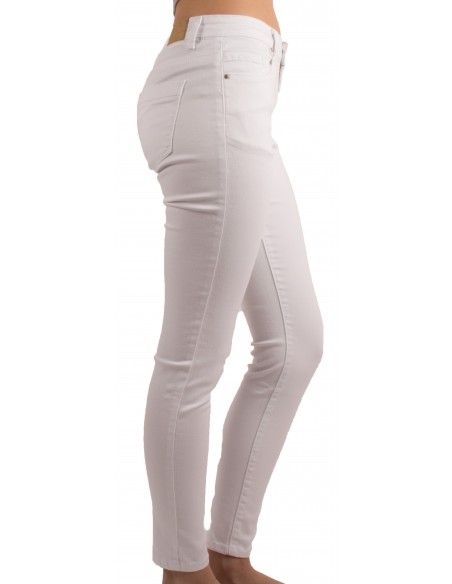 jean femme blanc taille haute