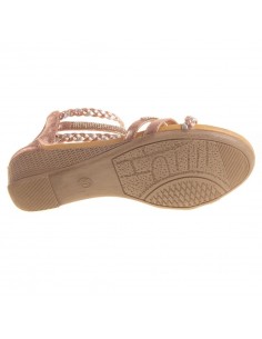 Sandales femme compensées petit talon bride cheville tressée & strass pas cher 2