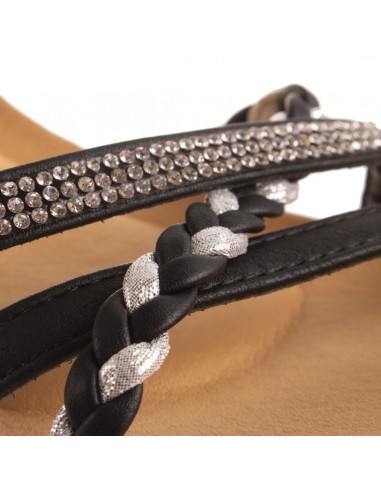Sandales femme compensées petit talon bride cheville tressée & strass pas cher