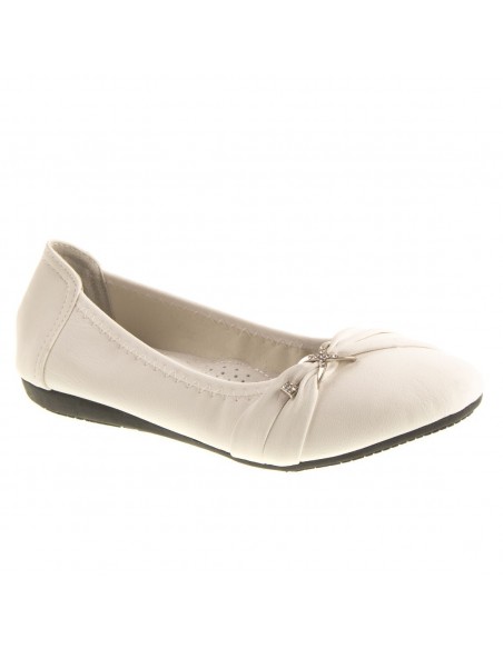 Ballerines noires souples semelle intérieure cuir & boucle décorative argentée strass