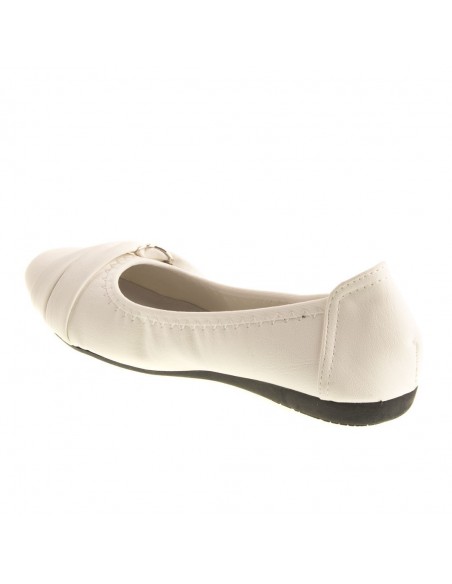 Ballerines noires souples semelle intérieure cuir & boucle décorative argentée strass